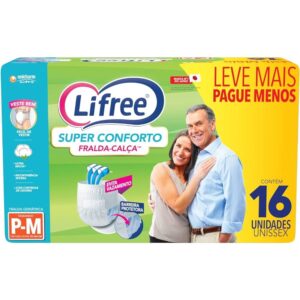 Fralda Geriátrica Lifree Nos Tamanhos: P/M ou G/XG COM 16 Unidades Unissex