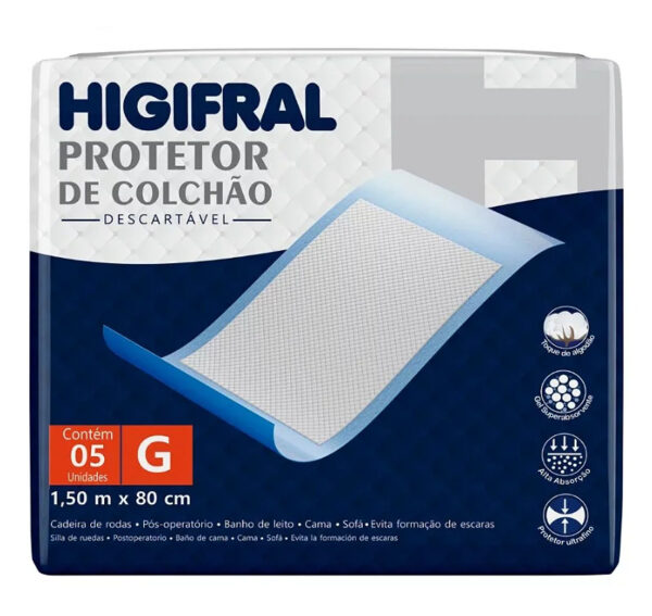Protetor de Colchão Higifral tamanho G com 5 unidades 1,50mx80cm