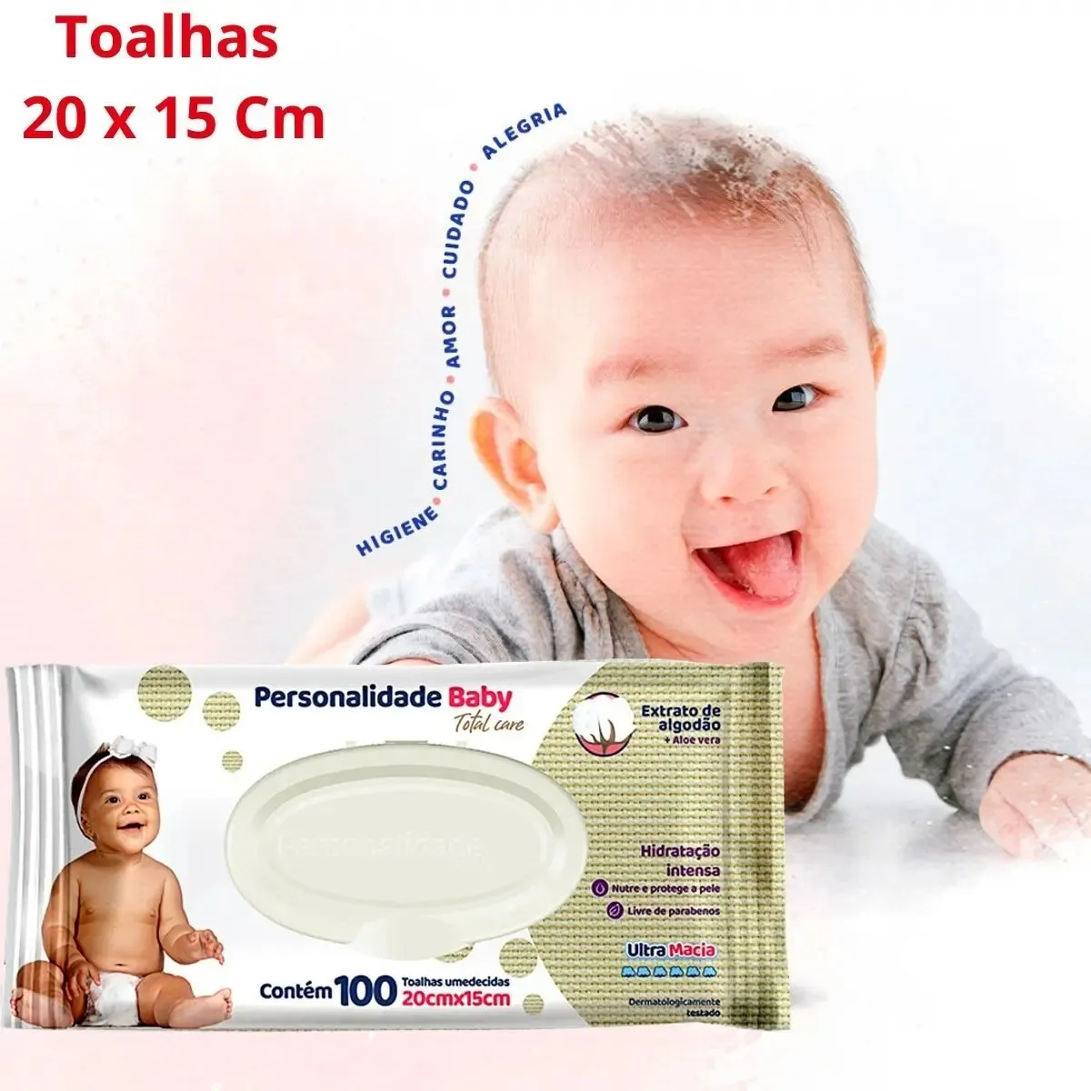 12 Pacotes Lenço Umedecido Personalidade Baby C/100 Com Tampa - Imagem 3