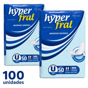 Kit Absorvente Geriátrico P/ Incontinência Hyperfral C/100 Unid ( 2 Pacotes c/ 50 un cada )