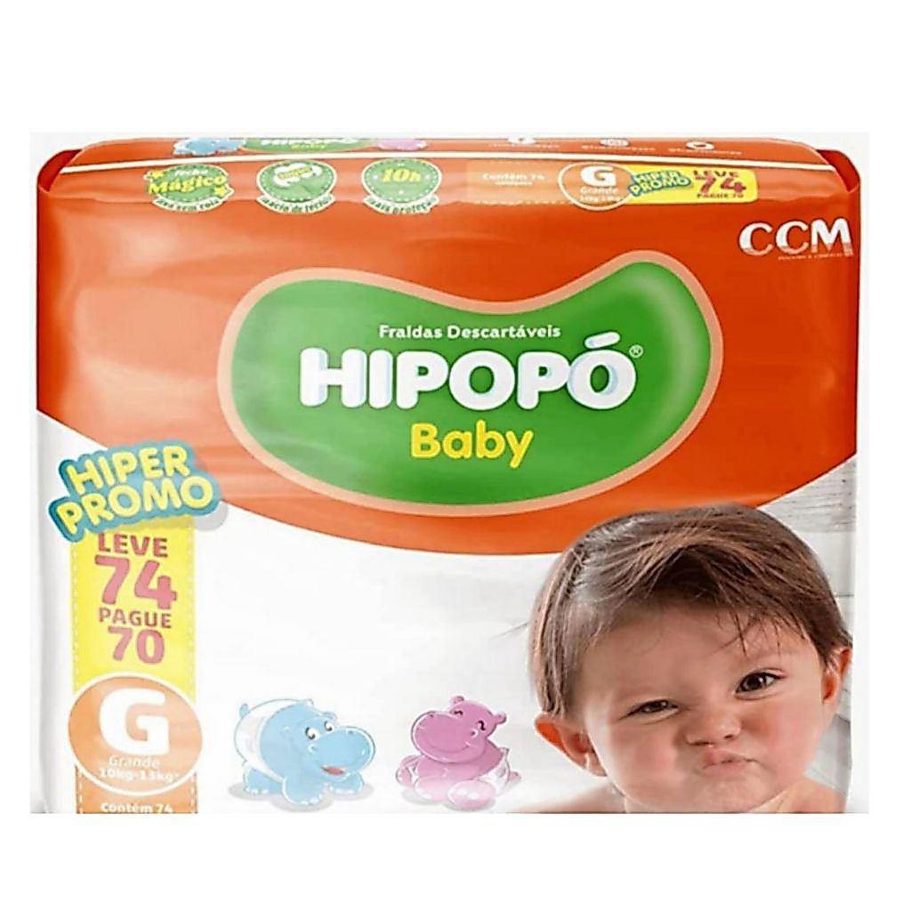 Kit 2 pacotes Fraldas bebe infantil hipopó vários tamanho P M G XG XXG - Imagem 3